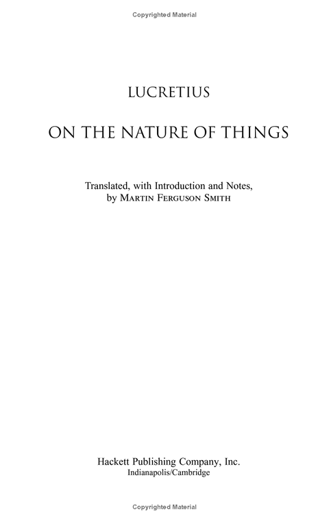 Lucretius: On the Nature of Things