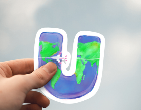 Around the World 'U' Sticker