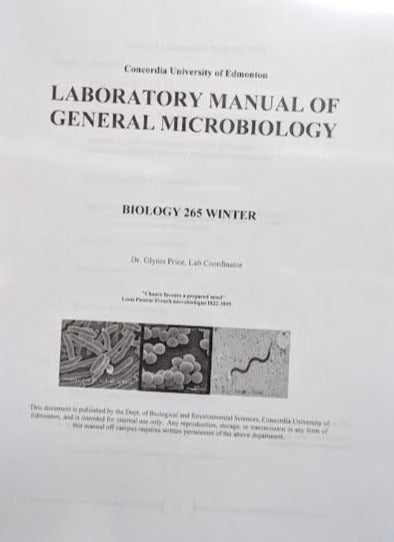 BIO/ENSC 265: General Microbiology Lab Manual
