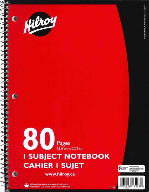 Hilroy Notebook - 80pg